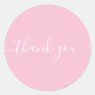 pink Thank You Classic Round Sticker