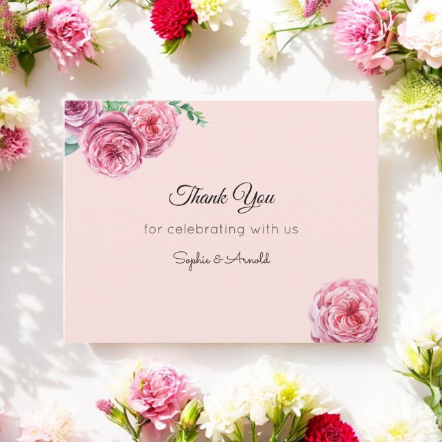 Pink Thank You Floral Note Card (Creator Uploaded)