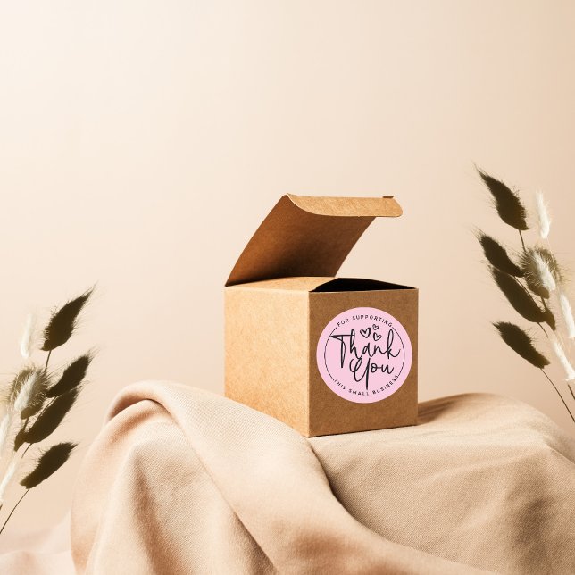 Pink Thank You For Supporting My Small Business Classic Round Sticker (Creator Uploaded)