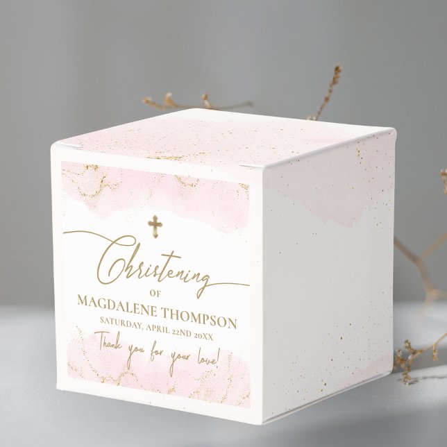 Pink Thank You Girl Gold Cross Christening  Favour Box (Creator Uploaded)