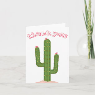 Pink Thank You Green Cactus Card
