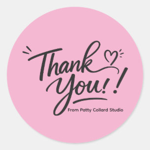 Pink Thank you! modern calligraphy Sticker