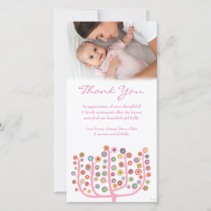 Pink Thank You Note Baby Girl Photo Card Template