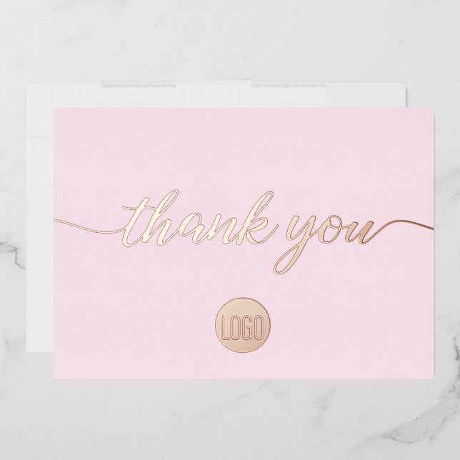 Pink Thank you Script Custom Logo Rose Gold  (Envelope)