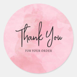 Pink Thank You Watercolour Sticker