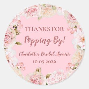 Pink Thanks for Popping By Bridal Shower Tag