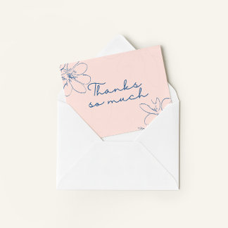 Pink "Thanks So Much" Hand-Drawn Wildflower Thank You Card