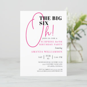Pink The Big 60th Surprise Birthday Invitation