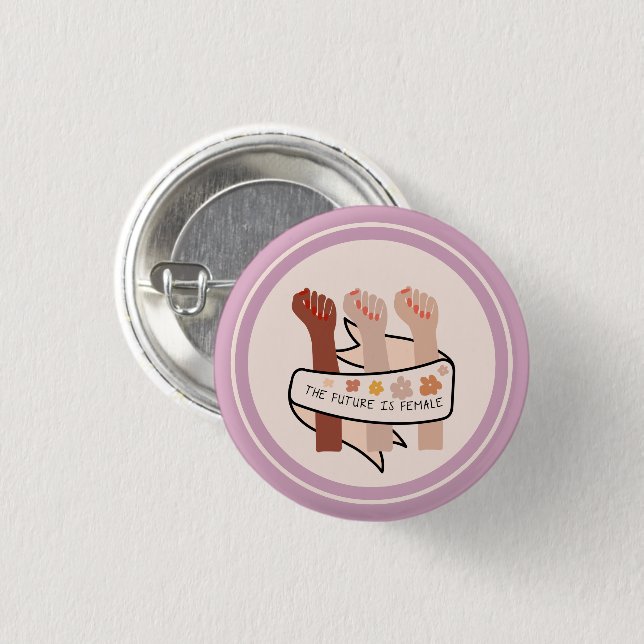 Pink The future is female feminist 3 Cm Round Badge (Front & Back)