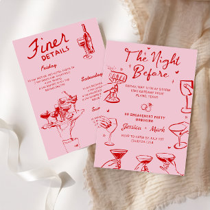 Pink The Night Before Wedding Rehearsal Dinner Invitation