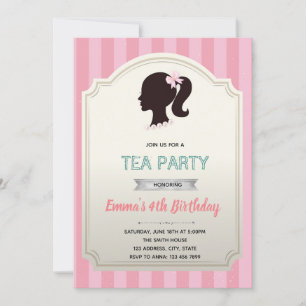 Pink theme doll birthday invitation