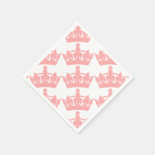 Pink Theme English Royal Crown Paper Napkins