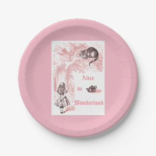 Pink Theme Vintage Alice in Wonderland Tea Party Paper Plate