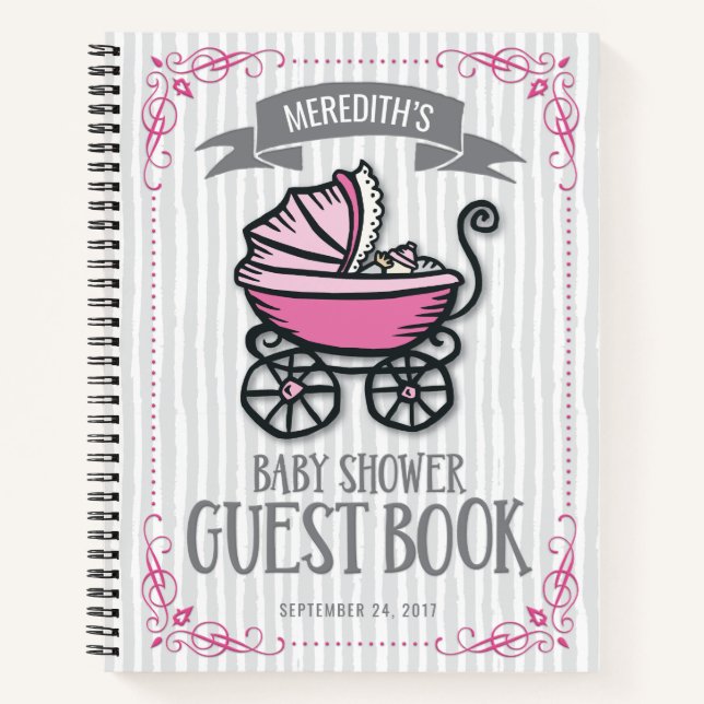 Pink-Themed Baby Shower Guest Book (Front)