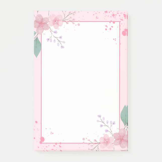 Pink Themed Floral Notepad (Front)