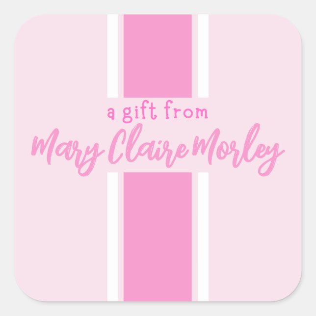 Pink Thick Stripe Gift Sticker (Front)
