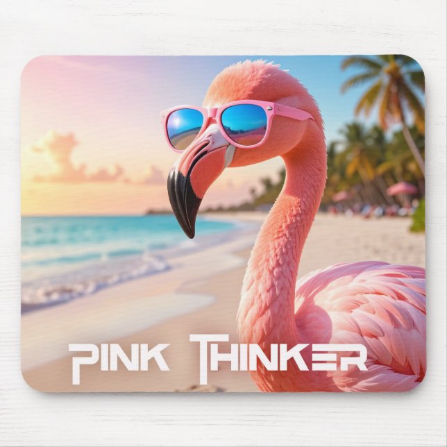 PINK THINKER Flamingo Pink Mouse Pad (Front)