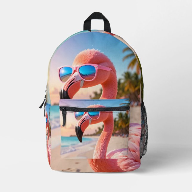 PINK THINKER Flamingo Pink Printed Backpack (Front)