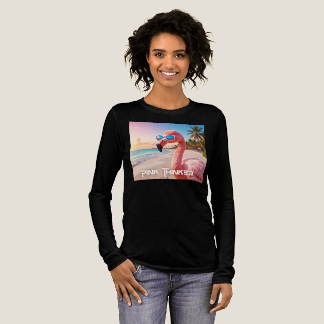 PINK THINKER - Flamingo PINK Tri-Blend Shirt (Full Front)