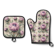 Pink Thistle Flowers Ceramic Tile