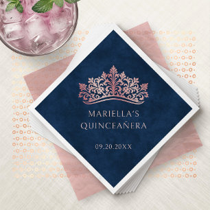 Pink Tiara Crown Elegant Quinceanera Napkin