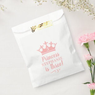 Pink Tiara Crown Personalised Princess Party Favour Bags