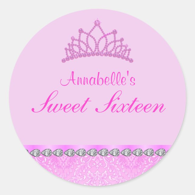 Pink Tiara Sweet16 Sticker (Front)