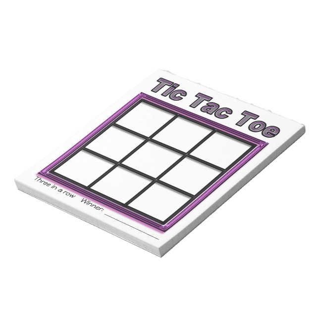 Pink Tic Tac Toe Game Notepad (Rotated)