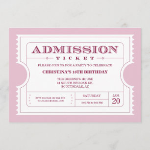 Pink Ticket Party Invitation