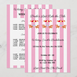 Pink Tide Beach Bachelorette Party Invitation
