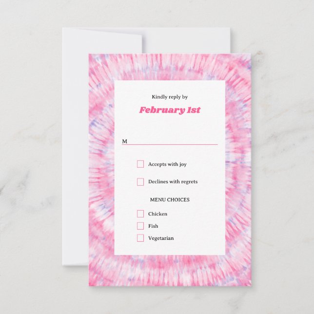 Pink Tie Dye Bat Mitzvah Response Card (Front)