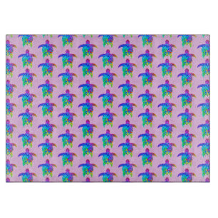 Pink Tie Dye Island Tribal Turtles Cutting Board