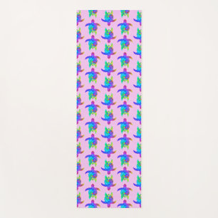 Pink Tie Dye Island Tribal Turtles Yoga Mat