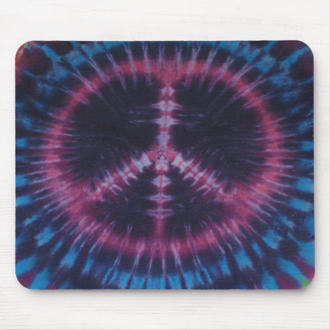 Pink Tie Dye Peace Sign Mouse Pad (Front)