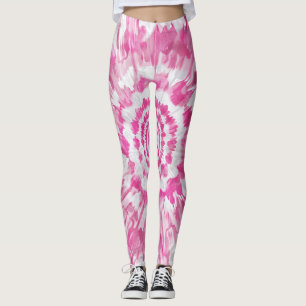 Pink Tie-Dye Spiral Abstract Pattern Leggings