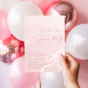 Pink Tied With A Bow Girls 30th Birthday Party Invitation