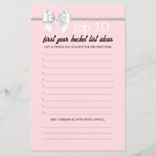 Pink Tiffany Bucket List Advice Baby Shower Game