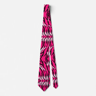 Pink Tiger Animal Skin Pattern Design Tie
