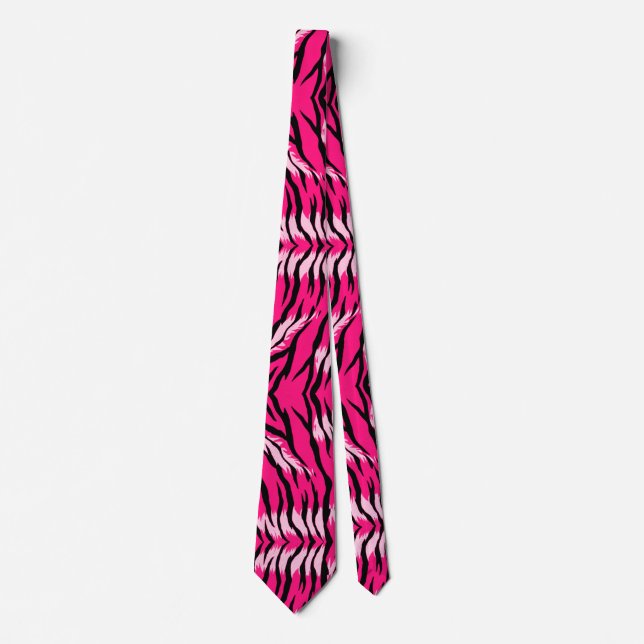 Pink Tiger Animal Skin Pattern Design  Tie (Front)