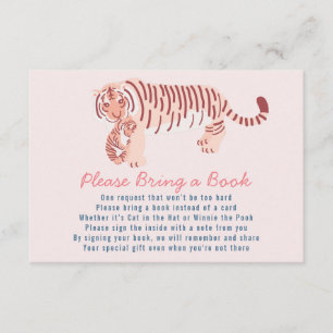Pink Tiger Baby Shower Please Bring a Book Card