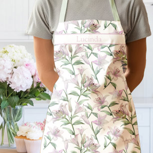 Pink Tiger Lily Flowers Apron