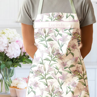 Pink Tiger Lily Flowers Apron