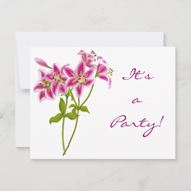 Pink Tiger Lily Invitation (Front)