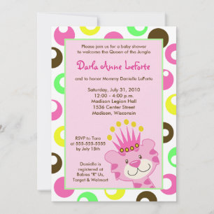 Pink Tiger Queen of the Jungle 5x7 Baby Shower Invitation