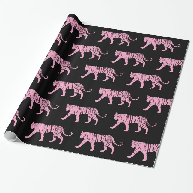 Pink tiger wrapping paper (Unrolled)