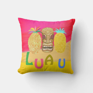 Pink Tiki Pineapple Luau Cushion