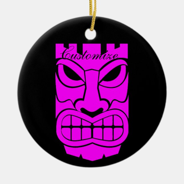 Pink Tiki Sculpture Thunder_Cove Ceramic Tree Decoration (Front)