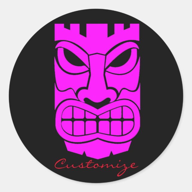 Pink Tiki Sculpture Thunder_Cove Classic Round Sticker (Front)