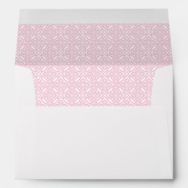 Pink Tile Lemons Baby Shower Return Address Envelope (Back (Bottom))