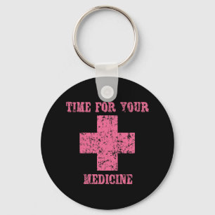 Pink Time for your Medicine Key Ring